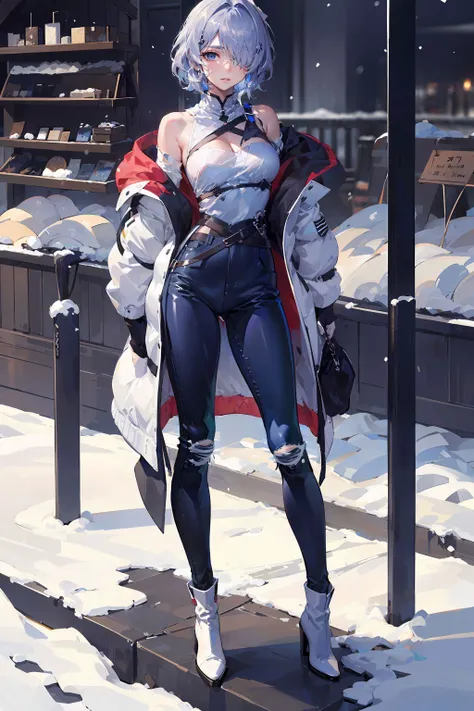 (masterpiece, best quality:1.3), (extremely detailed CG unity 8k wallpaper:1.2), (((illustration))), (((official art))), (((high resolution))), (contour deepening beautiful detailed glow), (best shadow), (depth of field), (by famous artist), (production art), (best illustration), (intense shadow), (beautiful smooth hair), (beautiful background), (photorealistic),
(long legs), (sexy legs), (seductive), (thick thighs), (skinny jeans),
(whispercold), (hair over one eye), <lora:whisperain:.65>