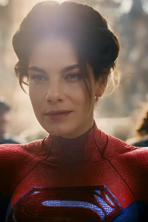 1girl, solo, portrait, superhero, red cape, looking at viewer, blurry_background, bokeh, chromatic_aberration, depth_of_field, female focus, photorealistic, soft colors, masterpiece, high quality, (high detailed skin:1.1)
<lora:michelle_monaghan_lora_v02:1> mich76 <lora:supergirl_the_flash_lora_v01:1> 5up3r, short hair