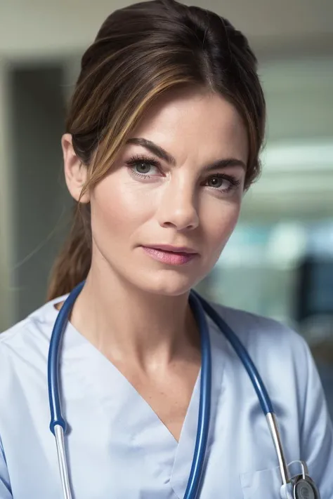1girl, nurse, scrubs, worried expression, chin on hand, table, at hospital, female focus, photorealistic, soft colors, masterpiece, high quality, (high detailed skin:1.1)
<lora:kelly_macdonald_lora_v01:1> kelly76