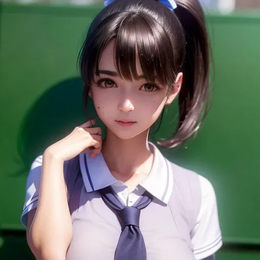 ultra realistic 8k cg, picture-perfect face, flawless, clean, masterpiece, professional artwork, 1girl, short hair, ponytail, brown hair, school uniform, katou megumi, school, <lora:qqq-katou_megumi-v1:0.8>