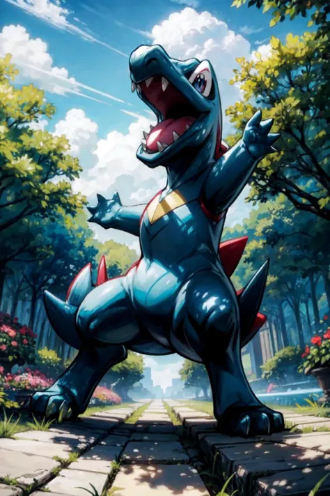 solo, <lora:Totodile_Pokemon_Anime:0.7>, Totodile_Pokemon, outdoors, grass, trees, <lora:add_detail:0.7>, dynamic pose,
