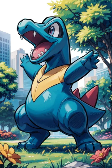 solo, <lora:Totodile_Pokemon_Anime:0.7>, Totodile_Pokemon, outdoors, grass, trees, <lora:add_detail:0.7>, dynamic pose,