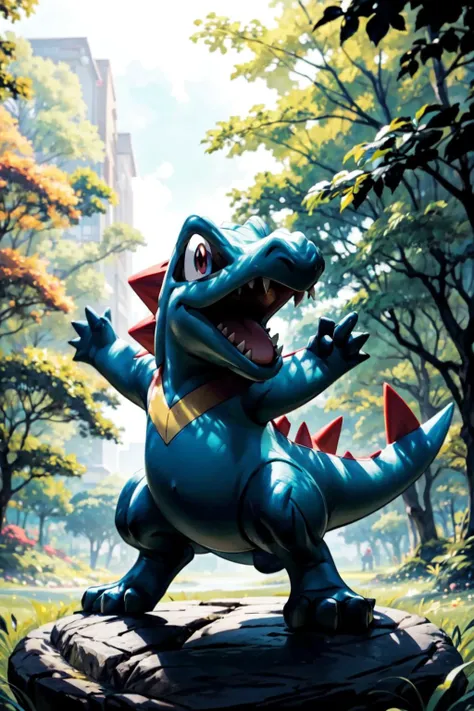 solo, <lora:Totodile_Pokemon_Anime:0.7>, Totodile_Pokemon, outdoors, grass, trees, <lora:add_detail:0.7>, dynamic pose,