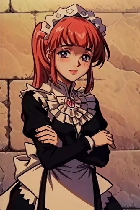 masterpiece, best quality, 1girl, solo, standing, <lora:Feovatest2:0.9> <lora:feliciaflora-nvwls-v1-final:1> fefelicia, maid, smile, blush, looking at viewer