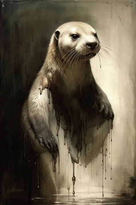 (existential drippin' soul:1.2), otter, art by Ben Templesmith, calming, soothing pastel colors, peaceful, (idealic | angelic), art by Nicola Samori