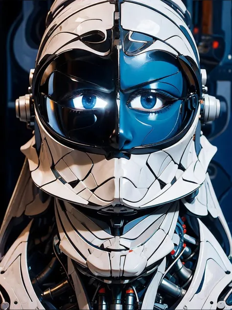 a robot gazes into the eyes, (eyes-contact:1.2), reminiscing about its past, and narrates its life story. Explore the robotâs journey, from its creation and initial experiences to the challenges it has faced and the lessons it has learned, <lora:Artaa:0.8> air, painting, <lora:Cyber_relib_64_128:0.7> cyber robot, masterpiece, complex detailed, best quality, hdr, fashion biomechanical alien,