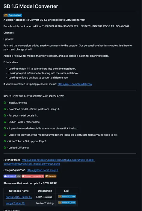 Updated converter colab script: Noted that if a model has incorrect keys and it wont do the diffusers convert? ther'es an extra module in tehre for that, PLUS ther's a module in there for cleaning your folders so you dont have to do it manuall AND you save heaps of s pace not having to reconnect!