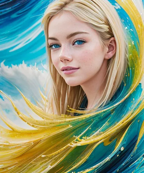 poprtait of 16 yo (smiling:0.7) blondie (Emma Stone:0.8), (watercolor:1.2), mountains, sea,(fantasy:1.1), trending on artstation, complicated details, cinematic illumination, post production, ray tracing ambient occlusion, shaders, tone mapping, fantasy, (ultra detailed background:1.2), (natural skin texture, ultra realism), <lora:Fractality:0.85> Fractality-tropical