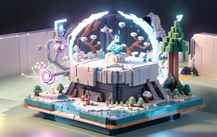 <lora:VOXEL:1>,
masterpiece,best quality,(ray tracing,cinematic lighting), ,
(concept art background \(Voxel\):1.6), (vbcb:1.6), 3d pixel art, (vpa:1.3),  (minecraft:1.3),Voxel,   (black background:1.3),
(dark:1.5),(nght:1.5),electricity, water, monster, no humans, glowing, lightning, scenery, tree,snow, purple theme, outdoors