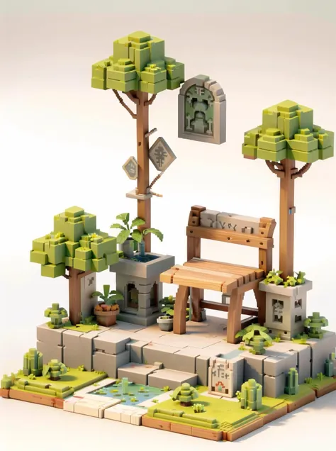 <lora:VOXEL:1>,
masterpiece,best quality,(ray tracing,cinematic lighting), ,
(concept art background \(Voxel\):1.6), (vbcb:1.6), 3d pixel art, (vpa:1.3), (minecraft:1.3),Voxel, simple background, white background, ( isometric:1.3),
grass, plant, tree, bush, flower, scenery, nature, overgrown, potted plant, garden, forest, outdoors, ivy, moss, vines, day, foliage, watering can, hydrangea, leaf, path, shrine, white flower, solo, ruins, no humans, sunlight, green theme, shade, long hair, tree shade, dappled sunlight, house, lily pad, tree stump, rock, stone lantern, bench, daisy, wooden fence, door, stairs, road