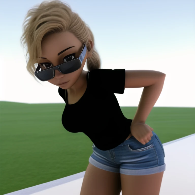 chantel3d, 1girl, leaning forward, downblouse, loose t-shirt, <lora:tfmChantel3dLora_genesis:0.6>