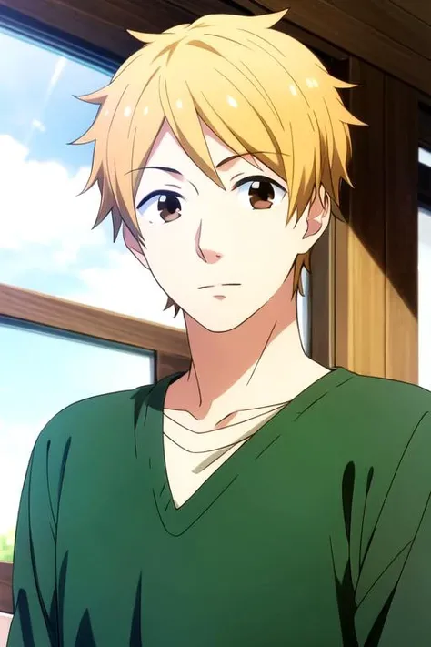 masterpiece, best quality, photorealistic, 1boy, solo, male focus, looking at viewer, , , , , <lora:natsuki_hashiba:0.66>, natsuki_hashiba, blonde hair, brown eyes