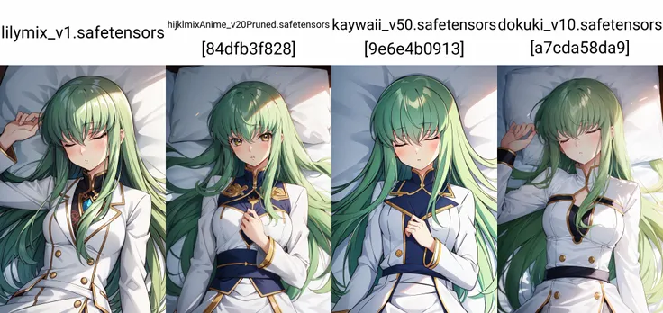 (masterpiece, best quality), intricate details,
1girl, <lora:cc_codegeas-10:0.8> cc_codegeass, hair between eyes, very long hair, white suit
bedroom, laying on bed, on back, sleeping,