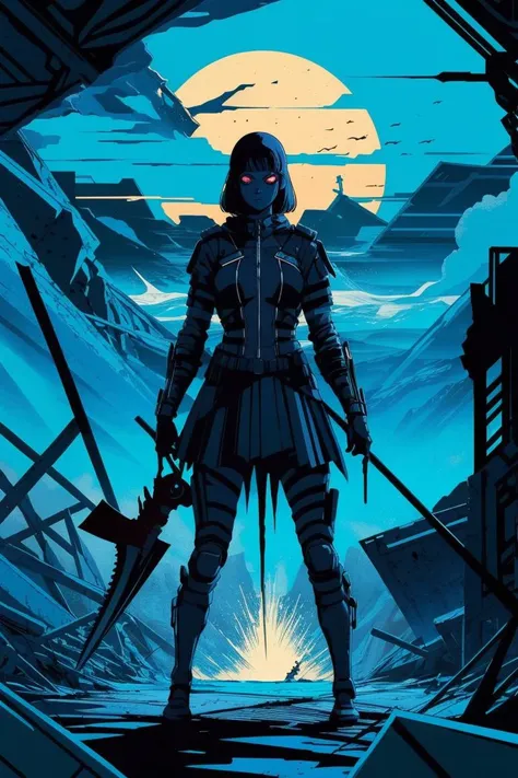girl on apocalypse candyland holding an axe, by kilian eng