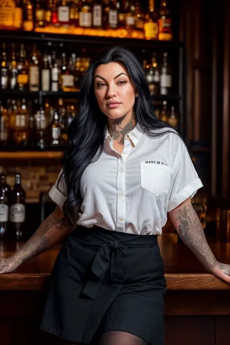 DEN_tristanholmes_SG,
(working in a dark atmospheric bar, working behind the bar, pulling pints, bar, dark wood bar, atmospheric, wearing a shirt and tie and skirt:1.2),
bokeh, f1.4, 40mm, photorealistic, raw, 8k, textured skin, skin pores, intricate details <lora:epi_noiseoffset2:1>, epiCRealism <lora:ClothingAdjuster3:-1>