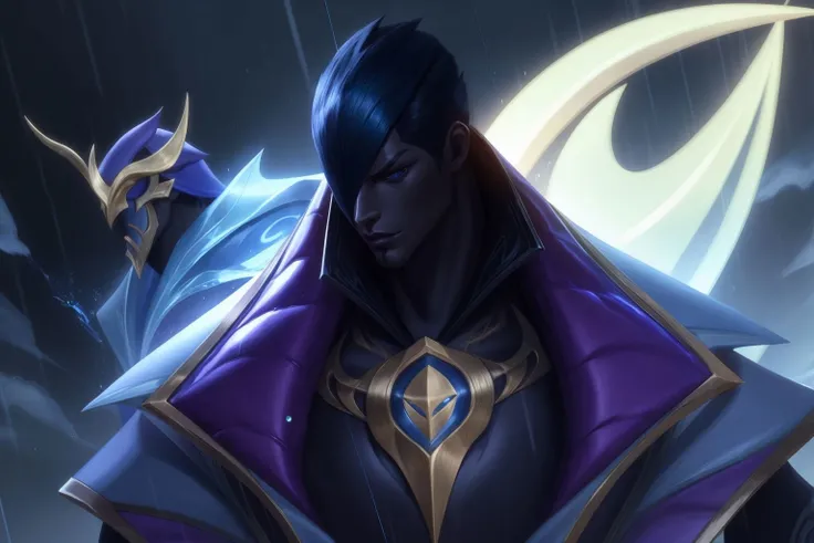 zed,warrior mask,aphelios,perspective,standing, upper body,league of legends, (masterpiece:1.3), depth of field, (extremely_detailed:1.3), (best quality:1.2), RAW,blue,particles, cinematic_look, unity_wallpaper, looking_at_viewer,blue atmosphere,battlefield background, blue energy,blue neon, (rain1.3),starry night, glowing,translucid ghost, <lora:add_detail:0.7>,shadow <lora:Zed-Ingame:0.7> <lora:ApheliosResize-LBW:0.8>