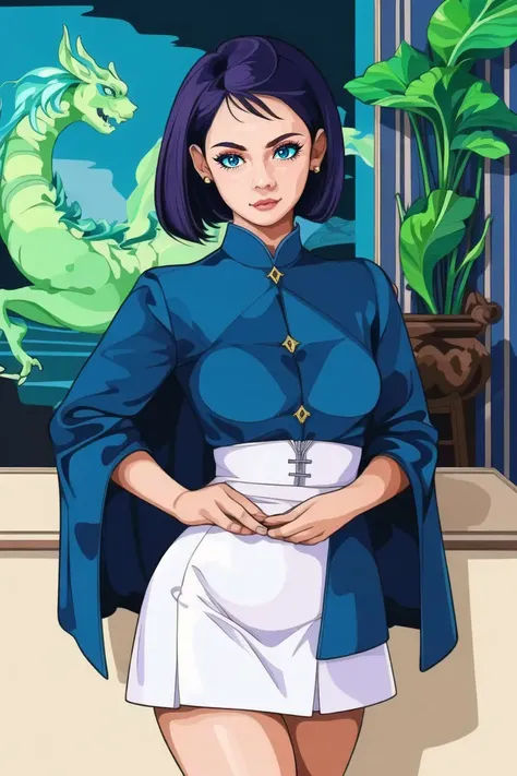 girl, (eyes, eyeshadow, detailed eyes), (hotify,digital art,fit,hot body,instagram:1.2),(waifu:1.4), (Interior,Park Background:1.4),Hourglass Figure,Small Breasts,(Dancing),Very Short Hair,Bob Hair,(azure Pea Coat,white Skirt:1.3),Dragon Ball,Stocking ,(masterpiece,detailed,highres:1.4) <lora:butterfly:0.8>