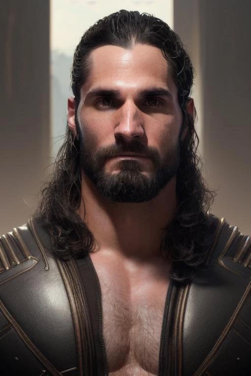 seth rollins, cinematic shot, global illumination, intricate, atmospheric, light particles, (art by hoang lap and fuji hoko and artgerm and greg rutkowski and viktoria gavrilenko:1.2) <lora:Nlo_SethRollins_v1:0.9>