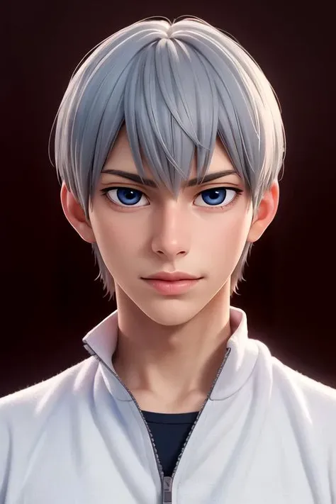 (best quality:1.1), (masterpiece:1.4), , looking at viewer, upper body, , , (semi-realistic:1.4), 1boy, solo, male focus, <lora:yukinari_kuroda:0.8>, yukinari_kuroda, grey hair, blue eyes, , , , High resolution
