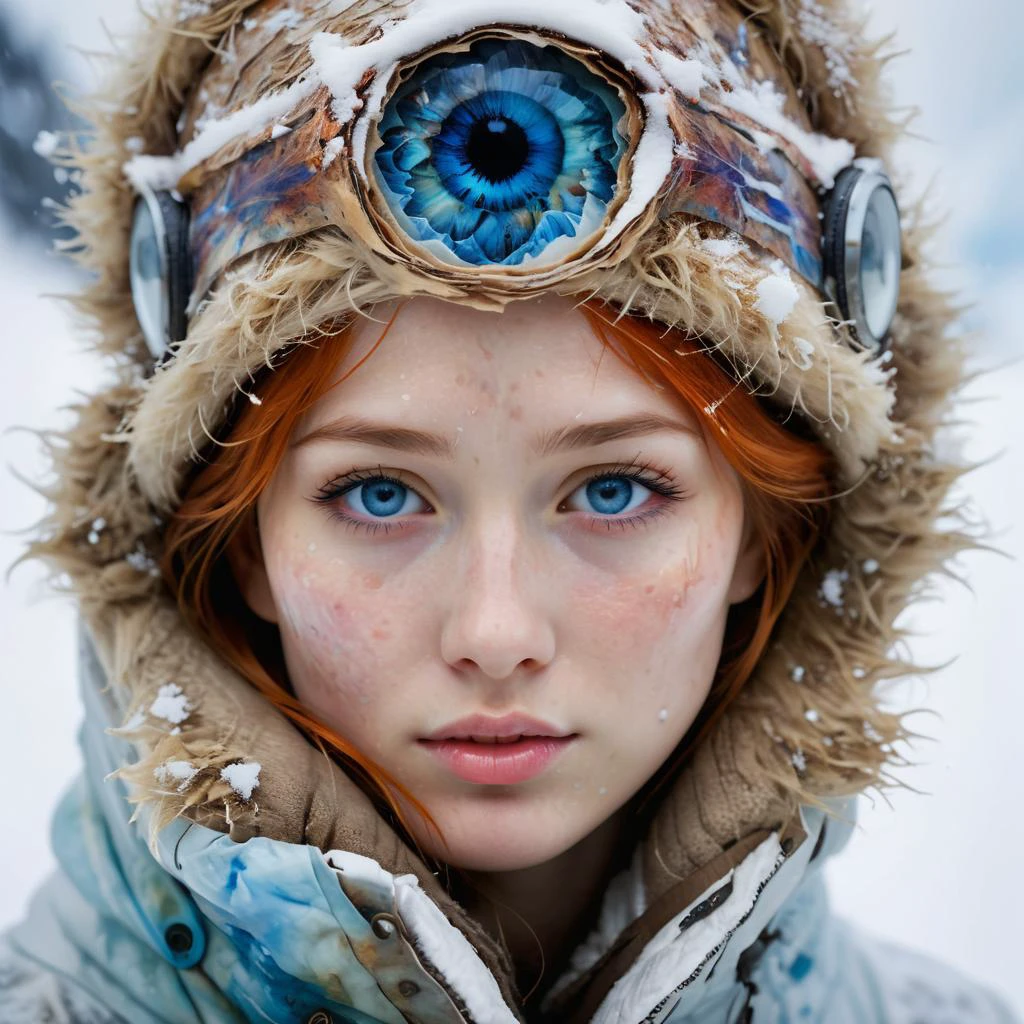 woman body made out of snow with glacier blue eyes, a perfect snowy photography by Minjae Lee, Carne Griffiths, Emily Kell, Steve McCurry, Geoffroy Thoorens, Aaron Horkey, Jordan Grimmer, Greg Rutkowski, muted wet colors, intricate artwork masterpiece, impressive, beautiful, cloudy, fluffy, intense back light, stunning masterwork by head of prompt engineering <lora:hyperkraximalism:0.32> hyperkraximalism