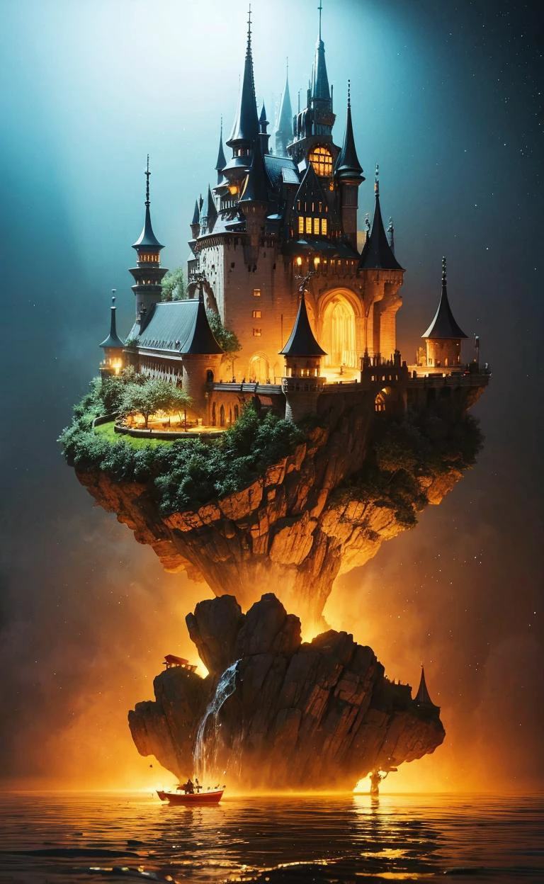((best quality)), ((masterpiece)), (detailed), (fantasy illustration:1.3), (high-resolution:1.2), volumetric lighting BREAK
outer space, ocean, castle
