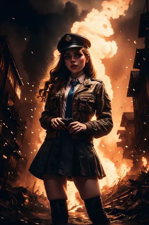 an awarded profesional photography of 1girl AM136_Petra_E (pale white skin), beautiful silver eyes,) big hair hair flaps strawberry blonde with baseball helmet with anklet British Women's Auxiliary Air Force (WAAF) Uniform: Khaki/blue-gray, jacket and skirt, shirt and tie, black stockings, service cap humiliated,she make Looking over the top of eyeglasses pose stole in a radio booth, in winter by Bill Brandt Split Lighting,(epic scene:1.3),ultradetialed character with perfect face,detailed skin,(ultrasharp:1.3),(masterpiece:1.1),best quality ,(photorealistic:1.2),ultrarealistic,realistic ultradetailed character,4k perfect quality,cowboy shot<lyco:GoodHands-beta2:1>Magnificent,Imperceptible detail,Intricately designed, <hypernet:sxzBloom_sxzBloom:0.6> hotify <lora:FIRE02:0.72> cinsidia