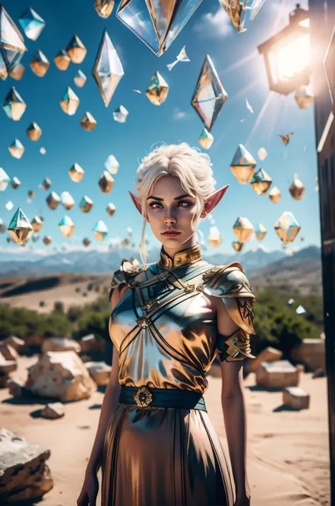 an awarded profesional photography of 1girl  <lora:MintharaBGV2:0.69> MintharaBG, mintharabg, blonde hair, elf, pointy ears, 1girl, white hair, brown eyes, scar  (pale white skin), beautiful ice blue eyes,)  bald  ringlets pink  with pith helmet with leg belt open clothes tired,she make Hands on the waist pose pentacle  in a in a peaceful olive grove under the Mediterranean sun , in autumn Dmitriy Yoav Reinshtein  Moonlighting,(epic scene:1.3),ultradetialed character with perfect face,detailed skin,(ultrasharp:1.3),(masterpiece:1.1),best quality ,(photorealistic:1.2),ultrarealistic,realistic ultradetailed character,4k perfect quality,character focus,<lyco:GoodHands-beta2:1>Magnificent,Imperceptible detail,Intricately designed, <hypernet:sxzBloom_sxzBloom:0.6> hotify <lora:æåV1 style:0.72> nvshen, glass,broken glass,sunlight,,glass,broken glass,sunlight