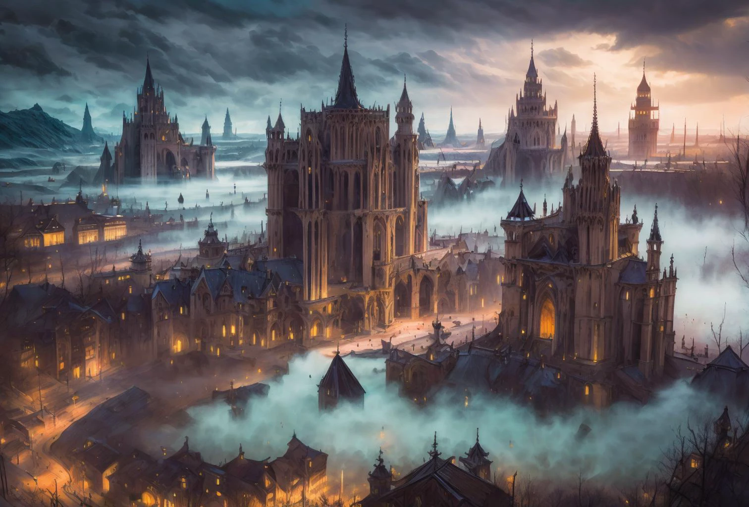 a photography of perfect landscape with crystal palace and golden streets with , epic scenery, silver river around, detailed gothic architecture <lora:add_detail:1> intricate detail, masterpiece, ultrarealistic, fantasy art, cocnept art, photorealistic digital paiting, ultradetialed, perfect quality, best quality, dramatic lights, <lora:Masterpiace:1> <lora:WitchcraftPunkAI:1>ultrasharp