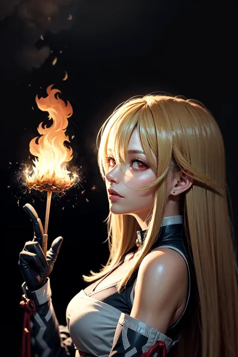 (8k, RAW photo, best quality, masterpiece:1.4), colorful, hyper detail, particles, depth of field, portrait, [sketch], volumetric light, ((atmospheric light)), wide angle, flawless face, flawless skin,
<lora:milla:1>, milla maxwell, blonde hair, long hair, streaked hair,  fantasy,  <lora:Fire_VFX:0.4> fire magic, fireball, looking at viewer, casting spell, standing,  ((Fire butterflies, Flying sparks, Flames)), 
<lora:add_detail:0.3>, <lora:epiNoiseoffset_v2:0.2>, <lora:LowRA:0.3>