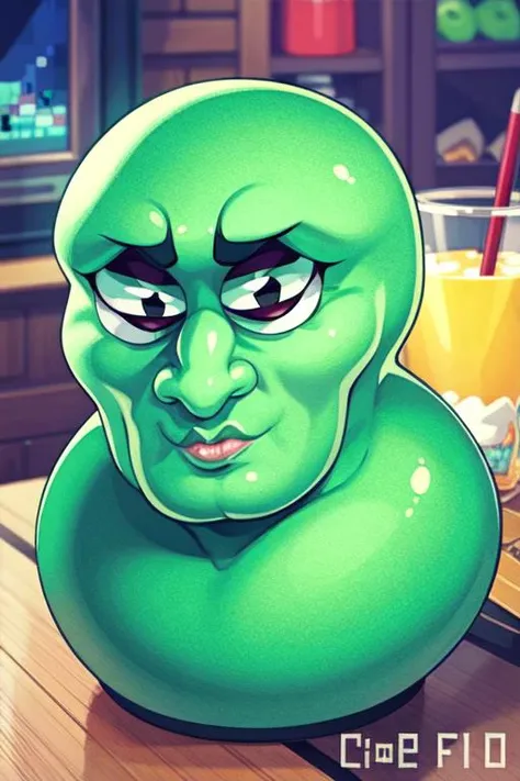 (((photographically real details, picture-perfect, pixel-perfect, detail-perfect, photo_(medium) ))) (official style, official-style-accurate) <lora:handsome-squidward trigger + green, green skin, pink lips:1>male-handsome-squidward, green, green skin, pink lip, eyebrows <lora:eyebrows_slider_v2:5>