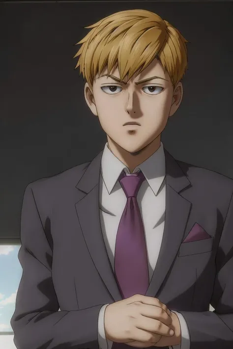 masterpiece,  best quality, aratakareigen, <lora:aratakareigen:0.8> , suit and tie, realistic