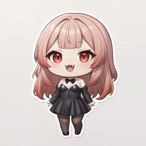 chibi, ciara faux, vampire, fangs, medium breasts, pantyhose, black dress, masterpiece, best quality <lora:ciara-animaginexl-4-000010:0.8> <lora:EnvyKawaiiStickerXL01:1.2>
