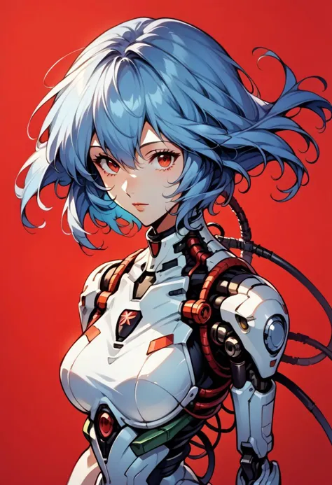 (1girl:1.2), solo, looking at viewer, from above, rei ayanami, ayanami rei, (mature:1.4), blue hair, short hair, red eyes, , (from side:0.5). floating hair, expressionless, red background, science fiction, android, cable, mechanical arms, cyborg, robot joints, mechanical parts, tube, spine,
<lora:BioPunky:0.8>