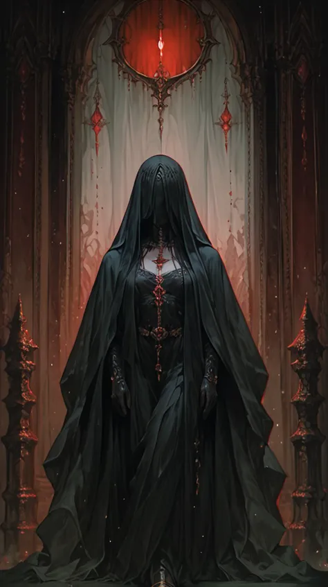 score_9, score_8_up, score_7_up, score_6_up, phantom, pale skin, girl outlines, black clothes, closed clothes, eyes covered by cloak, dark atmosphere, red shades background, indoors, detailed, <lora:ph4nt0m01lXLP:0.7> <lora:r3dgl0wXLP:0.6>