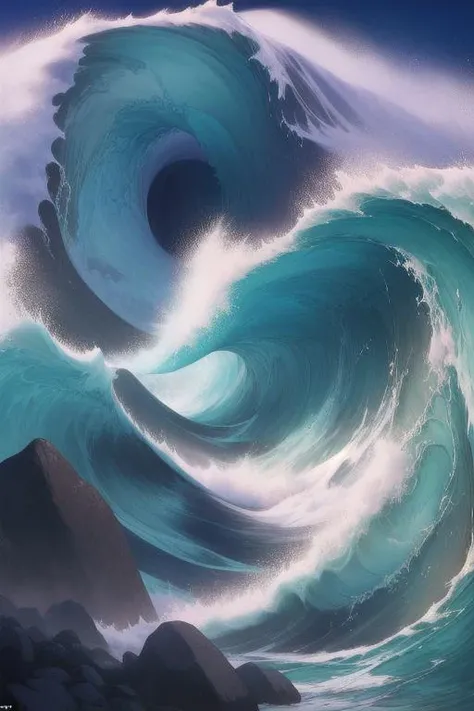 A mountain landscape ((((where the relief is waves of water, not rocks))))