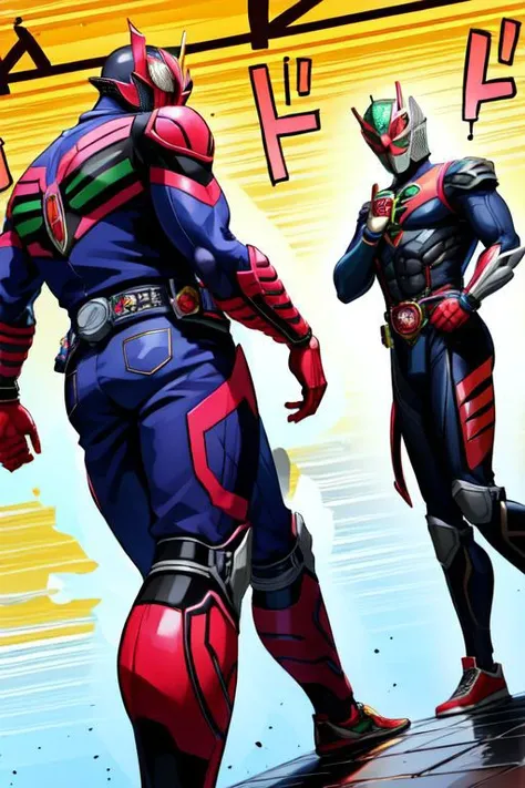 Highly detailed, High Quality, Masterpiece, beautiful, ApproachingMe, 2boys, Kamen Rider
