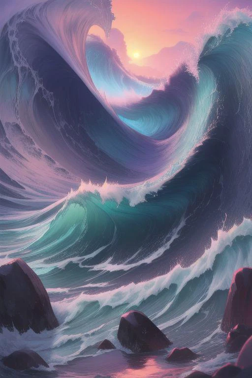 A mountain landscape ((((where the relief is waves of water, not rocks))))
