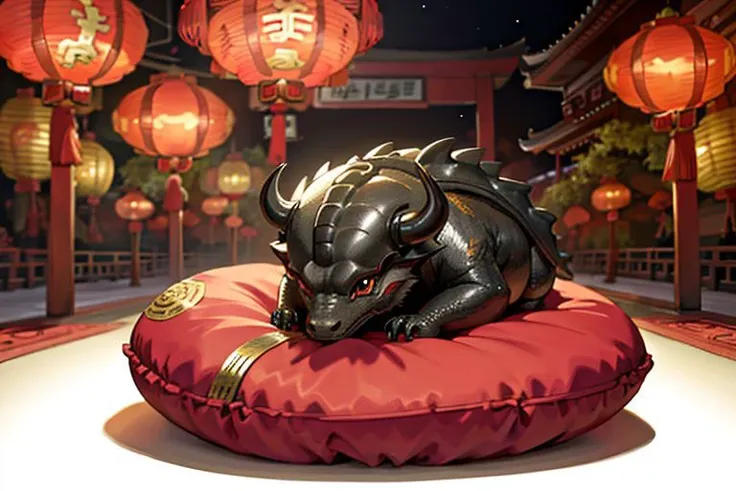 Person/Subject: ((((Dragon:1.1))), (cushion), (animale), (no_human), a cute little chinese dragon  lies on a cute cushion. Chinese style  fireworks outside.
Style: (AnaxusStyle, shexyoart). 
Background: (((lunar new year))).
Quality: Dynamic light, ultra-detailed, extremely detailed CG, micro-intricate (best quality:1.2), ((high resolution:1.5))), (masterpiece: 1.3), sharp focus, (8K resolution:1.1), intricate detail, hyper-detailed, Highlight and shadow, volumetric lighting, highly detailed background.