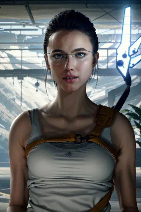 (masterpiece, best quality:1.3)
<lora:add_detail:0.7> <lora:epi_noiseoffset2:1> <lora:MamaDS:0.8>
MamaDS, 1girl, solo, breasts, looking at viewer, short hair, blue eyes, black hair, bare shoulders, collarbone, upper body, parted lips, glasses, teeth, lips, realistic 9.5, dark