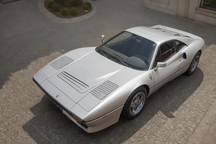 (establishing shot:1.5) Gorgeously rendered 4k high-definition photograph of a hyper-realistic highly-polished silver chrome 288gto (from above:1.5) parked in ((downtown Tokyo)) at night, super wide rear tires <lora:288gto:0.4>