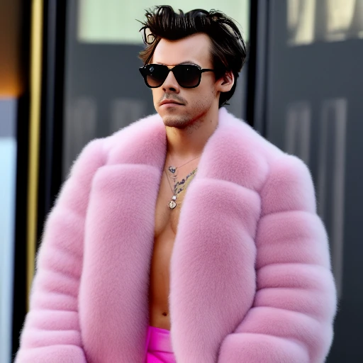 h4zza wearing a floor length pink fur coat