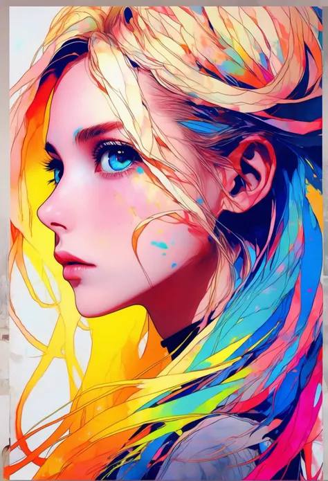 {{A sharp and visually stunning image of a woman}} in the style of abstractionism. The artwork showcases intricate and bold shapes, capturing the viewer's attention with its vibrant colors and dynamic composition. The camera shot type can be a close-up or medium shot, focusing on the woman's face and capturing the details of the abstractionist elements. A wide-angle lens can be used to emphasize the overall composition and create a sense of depth. The lighting should highlight the edges of the shapes, creating a captivating play of light and shadow. The image should be rendered in high resolution, such as 8K, to showcase the fine details and textures. HDR (High Dynamic Range) can be applied to enhance the contrast and bring out the vibrant colors. This image is ideal for a poster, captivating viewers with its bold abstractionist style and the captivating presence of the woman.