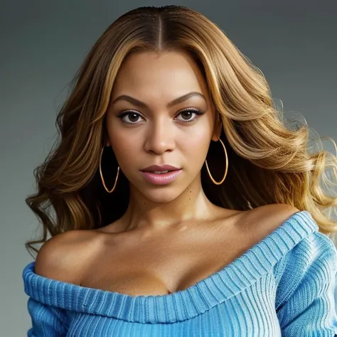 pov_interaction, Beyonce1_512-4800, blue_off_shoulder_sweater, (high_detail intricate lifelike), eyes, home