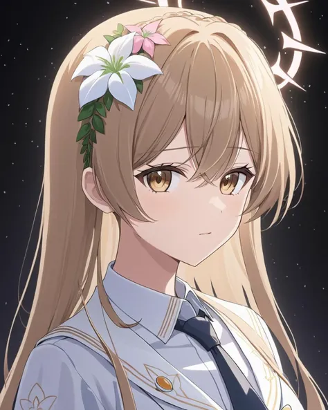 nagisa \(blue archive\), 1girl, solo, hair_flower, looking_at_viewer, portrait, light_particles, white_flower, black_background, white_shirt, parted_lips, collared_shirt
<lora:nagisa_(blue_archive)_image577_2023-11-28-000015:1>halo. gorgeous,key visual, vibrant, studio anime,award-winning, professional, highly detailed,high budget, cinemascope