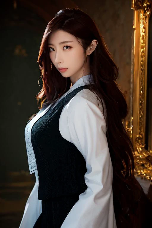 (otherworldly), highly insanely detailed, masterpiece, top quality, best quality, highres, 4k, 8k, RAW photo, (very aesthetic, beautiful and aesthetic), 1girl, ayumishinoda_jav, breasts, long hair, parted lips, wavy hair, <lora:JAV_ayumi_shinoda_v1-000008:1>,
wearing teacher outfit,
looking at viewer, shot using canon DSLR,, (fantasy world)