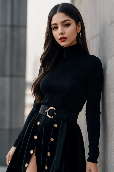 photo of (EPM4y4n3lS4y3d:0.99), closeup portrait, perfect hair, (modern photo, slim upper body clothing, mock neck, haptic feedback neoprene, hemisphere, rolled sleeves, high-low hemline, natural waist, embellishments,,elastic waistband,,tassels,,slit details, oversized lower body clothing, velvet, lapis lazuli, relaxed fit, empire waist, convertible dress, button closure,,sandblasted wash,,fringe,,cross-back,,pockets,,allover print), 24mm, (analog, cinematic, film grain:1.3), ((photo, gradient:1.1)), ((detailed eyes)), ((eyeliner, long lashes)), (epicPhoto), long eyelashes, (perfect waist), (painted lips)