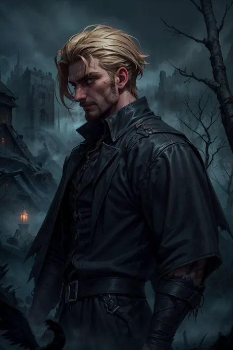 (masterpiece ,high quality, best quality, detailed), hd, perfect lighting, <lora:add_detail:0.8>,
<lora:GoodHands-beta2:0.8>,
(1man, masculine adult portuguese male:1.2), brown eyes, blonde hair, blunt cut,
solo, from side, side view, (full body:0.6), looking away, detailed background, detailed face, (<lora:VampiricTech:0.4>, vamptech ,vampiric theme:1.1),expressionless countenance, ethereal emissary of death, cloaked, white tattered clothes, arm reaching towards viewer, cold breeze, , decay, dead forest in background, crows in background, eerie mist, wisps of cold vapor, low light, mysterious lighting, sinister dark mysterious atmosphere, chants of the dead,
