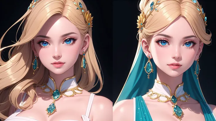 full display of baroque style jewelry design, a pair of earrings, blue gemstones, diamonds, highly detailed vray render, flash, high quality, 18k,