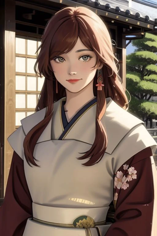 illustration of a beautiful oriental woman, looking at the viewer, dynamic pose, impressionist style, tetradic colors, upper body photo, long straight hair, soft red lipstick, smiling, Japanese high school uniform, school backpack, sakura flowers, Tokyo city, enlarged, expansive, dynamic, better quality, better resolution.