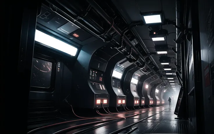 <lora:lowkey_v1.1:0.9>,
((high resolution illustration)), ((masterpiece)), ((best quality)), high detail, many details,
lowkey,
spaceship interior, dark spaceship corridor, sci-fi, horror sci-fi scenery,
wires,
cables,
dark,
junction, connection,
alien lurking in the darkness,